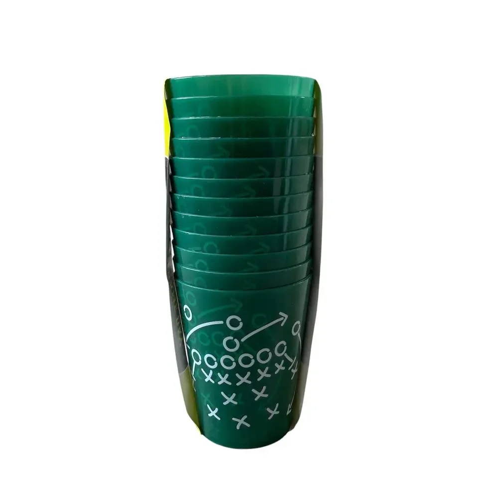 12pk Football Play Game Day Reusable Plastic Drinking Cups 16oz BPA Free New